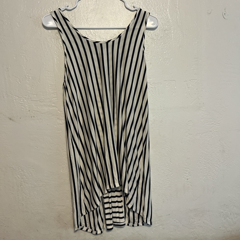 K and C brand black and white striped tank